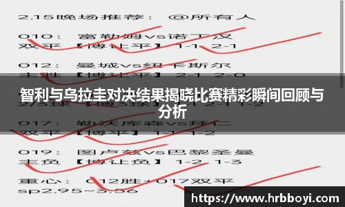 智利与乌拉圭对决结果揭晓比赛精彩瞬间回顾与分析